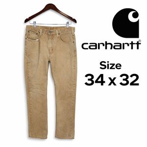 Carhartt B11 Duck Work Pants 34x32 Khaki Relaxed Fit Canvas GUC